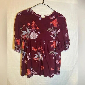 Gap kids small 6/7 maroon Red floral dress